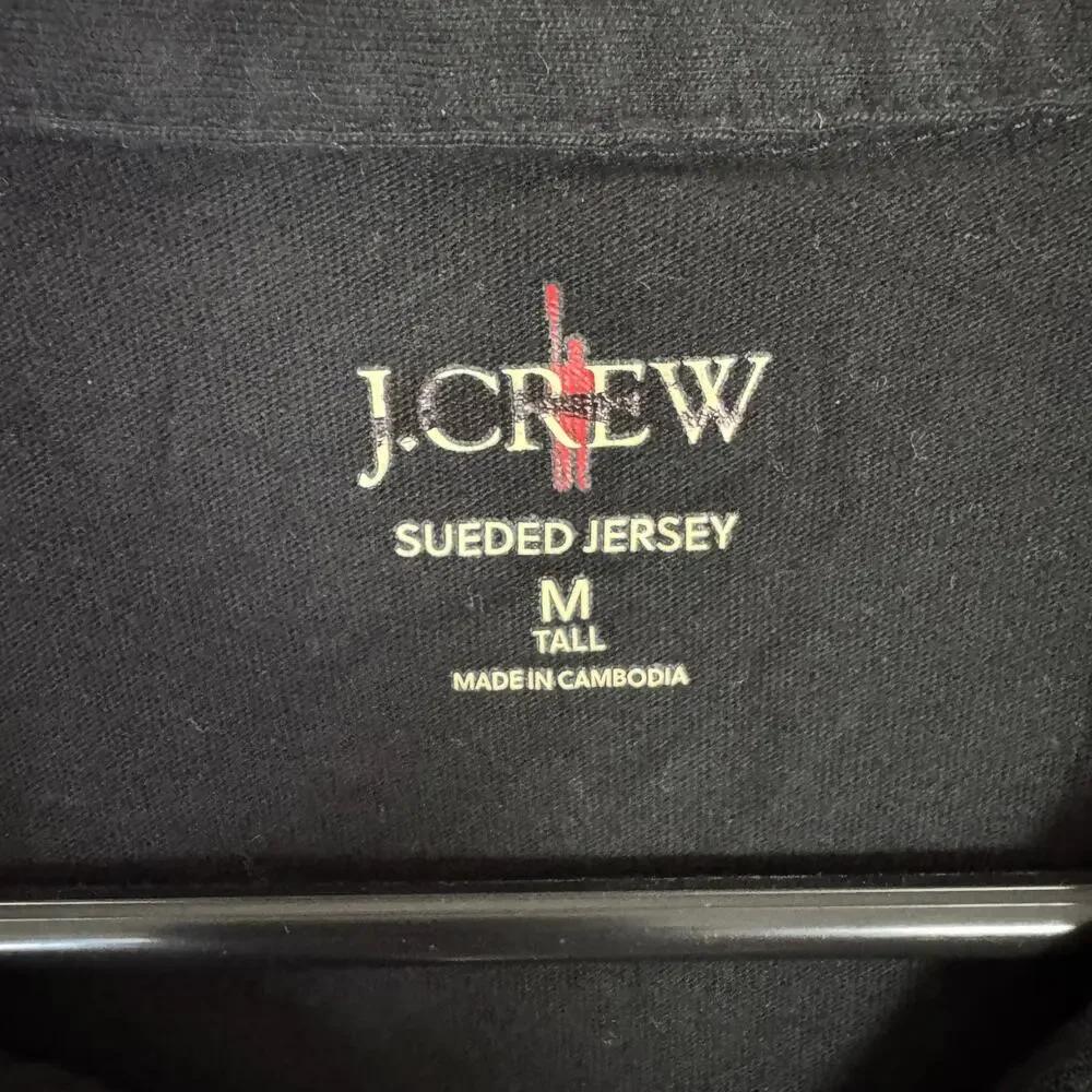J.Crew Sueded Jersey Polo Shirt Mens M Tall Black Short Sleeve Classic BW394